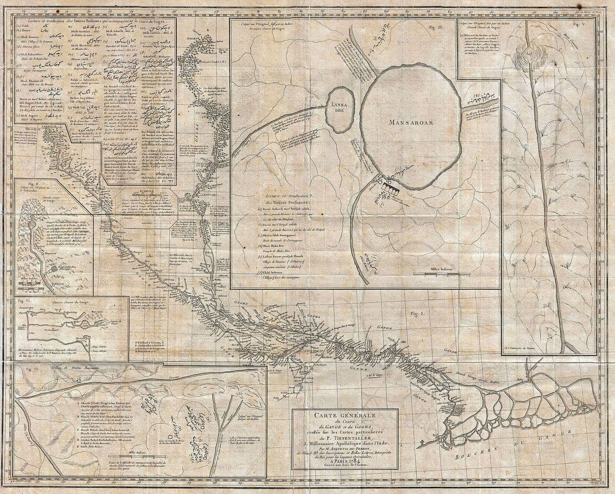 A 1784 map of the Ganges and Ghaghara river systems